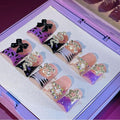 10 Pieces Luxury Acrylic Y2K Press On Nails Short Handmade Duck Nails, Black Bow Tie, Skull And Snake Rhinestones decoration, Orange Thickened False Nails, Reusable Acrylic Nails (S)