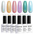 RARJSM Holographic Nail Polish Set, Spring Summer Color Gel Nail Polish Silver Gold Violet Purple Olive Green Blue Rose Gold Gel Polish 6PCS 7.5ML Curing Required Nail Art Manicure Salon