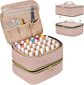 LUXJA Detachable 2 Layers Nail Polish Organizer - Hold 60 Bottles (15ml - 0.5 fl.oz), Nail Polish Case with Tools Storage Pockets (Patented Design), Pale Rose
