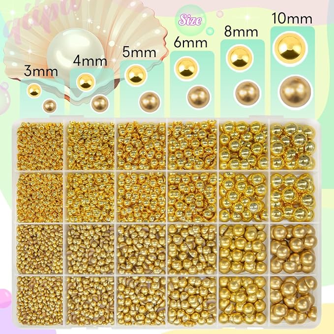 2 Styles Gold Flatback Pearls w B7000 Glue for Bedazzling Crafting 3mm-10mm Half Round Gems Beads Stones Bedazzler Kit for Nails Face Eyes Makeup Tumblers Bottles DIY Crafts Scrapbooking Shoes