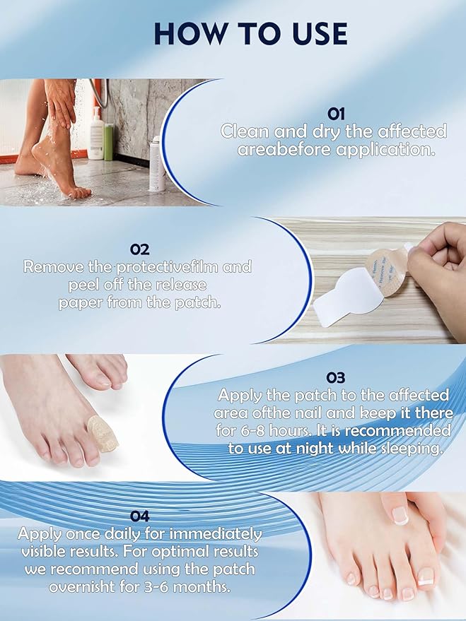 Nail Patches Toenail Treatment Extra Strength 8-Hour Overnight Nail Fast Acting Repair Effortless Hydrogel Nail Care and Repair for Damaged Nails Overnight Renewal for Men and Women (24, Medium)