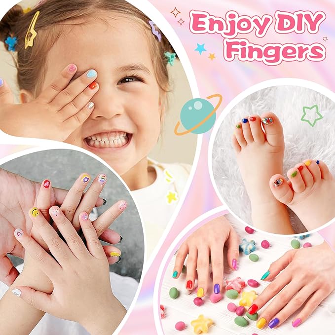 wakaniya Kids Nail Polish Set for Girls, Non Toxic Low Odor Water Base Nail Polish with Stickers, 12 Rainbow Colors Quick Drying Peel off Nail Varnish Kit for Kids Toddlers 3+