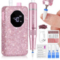 SAVILAND Professional Nail Drill 40000 RPM: Portable Electric Nail Drill Kit File Machine with Ceramic Nail Bit Sanding Bands for Quick Acrylic Removal Manicure Salon Home Use, Pink Diamond