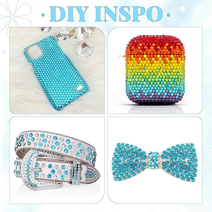 12000Pcs Resin Rhinestones for Bedazzling with 3Pcs B7000 Jewelry Glue, 2 Boxes Teal Blue Flatback Rhinestones for Crafting Crafts DIY, Crystals Gems for Clothing Shoes Tumblers Nail Art Makeup