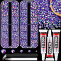 Resin Jelly Rhinestones for Crafting with B7000 Jewelry Glue, 2 Boxes Dark Purple AB Flatback Crystals with 3Pcs 10ml Glue, Bedazzling Non Hotfix Gems for DIY Tumblers Clothing Shoes Manicure