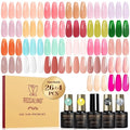 ROSALIND Jelly Gel Nail Polish Set, 30PCS 26 Colors Jelly Translucent Pink Milky White Nude Nail Gel Base and Glitter Glossy Matte Top Coat Translucent Collection French Nails Gift for Women