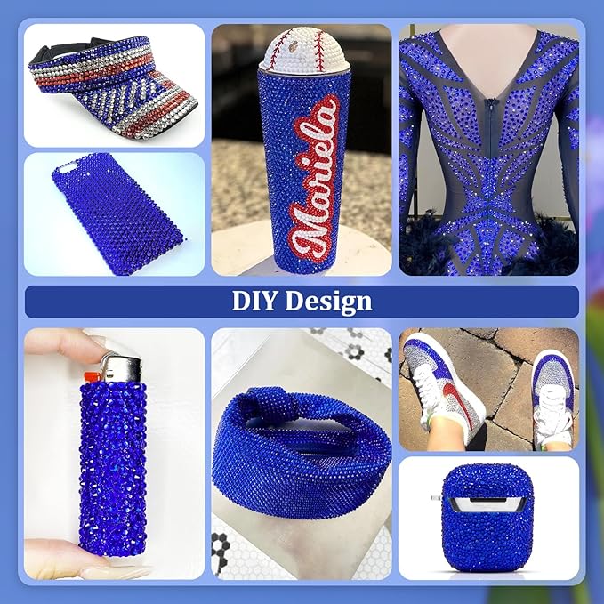 Resin Rhinestones for Crafting, 1 Box Royal Blue Flatback Crystals for Bedazzling Crafts DIY Nail Art Deco, Non Hotfix Bulk Gems for Tumbler Shoes Clothing Fabric Face Makeup