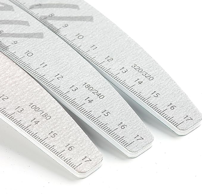 5Pcs 80/100/150/180/240/320 Grit Nail Files and Buffers with Measuring Scale Double Sided Emery Boards Washable Reusable Fingernail Coarse Files Professional Manicure Tools