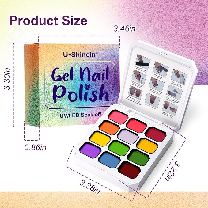 Gradient Painting Gel, 12 Ombre Gel Nail Polish with 100Pcs Nail Sponges &Tweezers for Pigmented Pat Nails Aura Nails French Manicure Soak Off UV Long-lasting Set Palette Electric Carnival