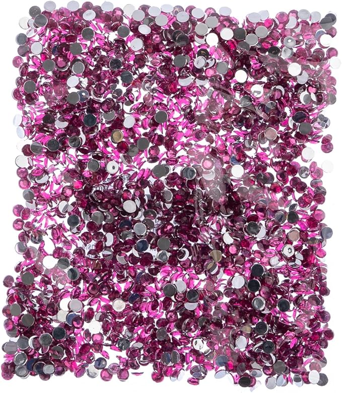 John Bead 2000 Pieces 4mm (SS16), Fuchsia, Acrylic Round Flat Back Rhinestones for Jewelry Making, DIY Crafts, Nail Art, Face Makeup, Clothes