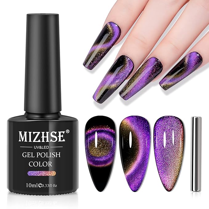 MIZHSE Cat Eye Gel Nail Polish Set 9D Galaxy Cat Eye Gel Polish Soak Off U V LED Chameleon Magnetic Nail Gel Polish Kit Varnish With Magnet Stick