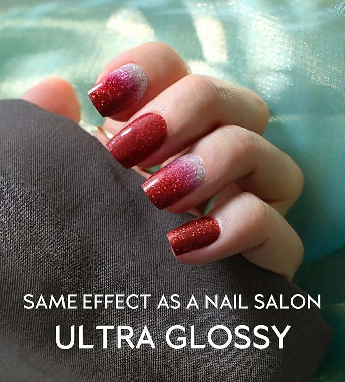 Semi Cured Gel Nail Strips - UV Light Gel Nail Stickers - 20 Long Lasting Salon Quality Wraps (Tropical Tango Orange)