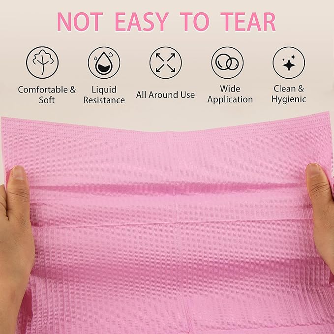 50PCS Disposable Nail Mats, Foldable Nail Paper Towels, 13"x18" Table Acrylic Nail Practice Sheet, 3 Ply Waterproof Clean Nail Table Mat for Salon, Manicure Tattoo, Nail Art Accessories (Pink)