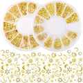 2 Disc Star Nail Art Charms, 3D Alloy Nail Art Decals, Star Moon Handmade Supplies for Women DIY Craft Jewelry Manicure Embellishments- Gold