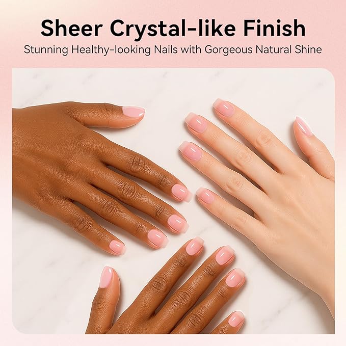 MEGIOR Nude Pink Jelly Gel Nail Polish 0.5 Fl Oz Neutral Transparent Colors Soak Off UV LED Lamp Light Cure Gel Polish Kit for Salon and Nail Art Starter Manicure DIY at Home