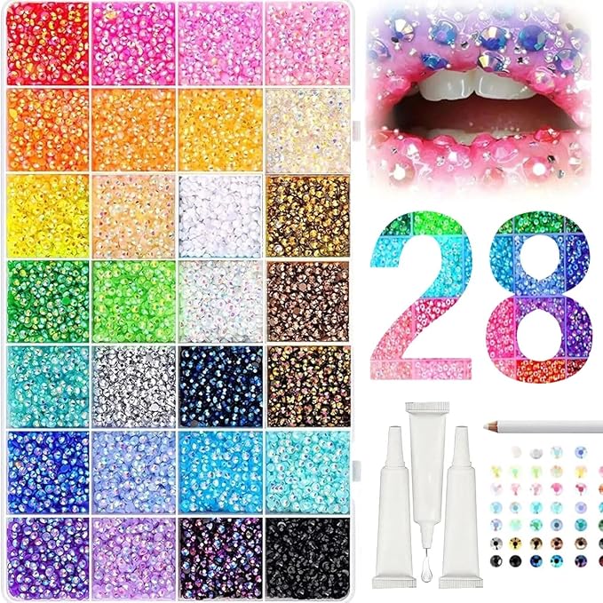 Bedazzler Kit with Rhinestones, Colorful DIY Resin Rhinestone Kit for Bedazzling, Resin Jelly Rhinestones for Bedazzling Kit for Diamond Art Bedazzled Nail Art Crafting Makeup (30000)