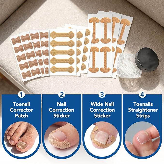 120pcs Ingrown Toenail Removal Kit, Professional Ingrown Toenail Corrector Kit, 3 Types Shaped Strips Toenail Stickers with 5 Pedicure Tools, Effective Removal of Ingrown Toenails