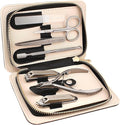 Manicure Pedicure Set 7-in-1 Stainless Steel, Ultra Sharp, Slanted Nail Clipper, Fingernail Clipper, Cuticle Nipper, Glass Nail File, Eyebrow Tweezers, Scissors, Case – Valentine's Gift