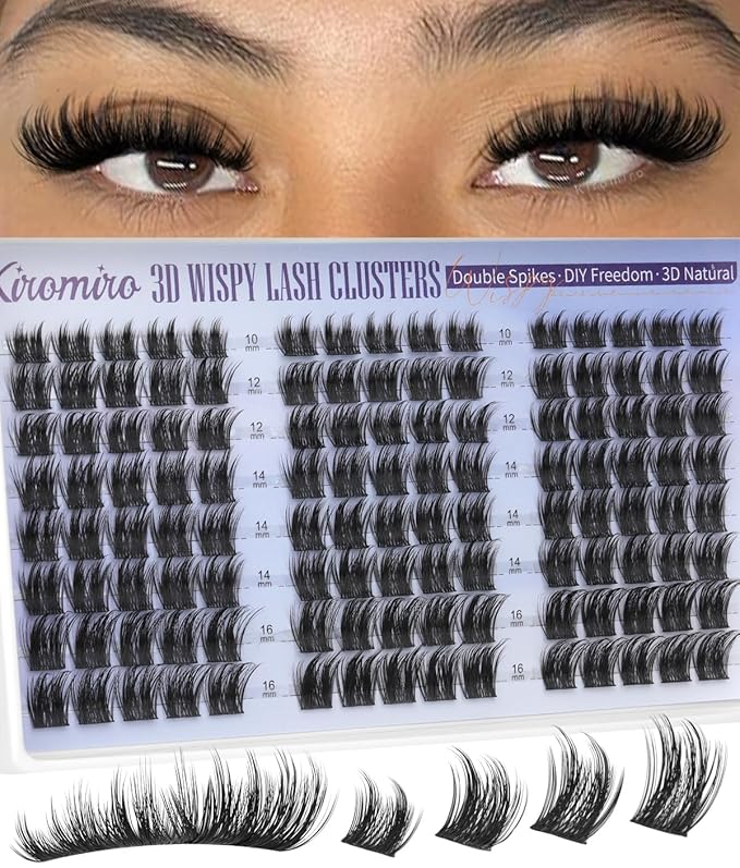 Kiromiro Wispy Lash Clusters Spike Cluster Eyelash Extensions Volume Eye Lash Clusters 10-16mm DIY Lashes Extension Natural Eyelash Clusters