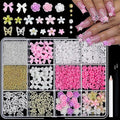 3D Nail Charms and Gems Kit Cute Colorful Flower Nail Charms Nail Beads Butterfly with Picker Tools Kawaii Nail Art Charms for Nails Design Supplies Junk Cases DIY Decor Accessories