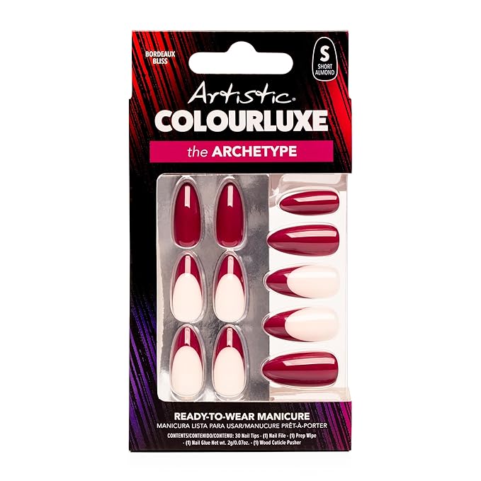 Artistic Colourluxe Press-On Tips - Kit Colourluxe Press-On Tips - Kits Nails - 30 Nails (Bordeaux Bliss, Kit)