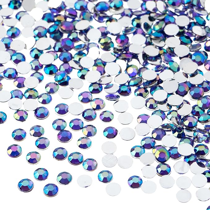 John Bead 2000 Pieces 4mm (SS16), Purple AB, Acrylic Round Flat Back Rhinestones for Jewelry Making, DIY Crafts, Nail Art, Face Makeup, Clothes