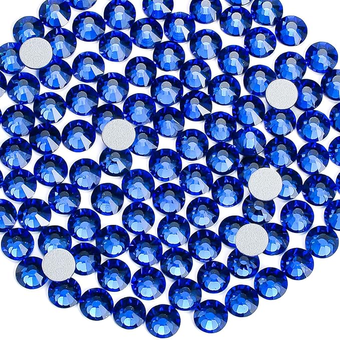 1440pcs Flat Back Rhinestones Glitter Round Crystal Gems Glass Rhinestones for Crafts Nail Art Clothes Shoes DIY Decorations, Sapphire, SS10, 2.7-2.9mm