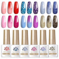 Born Pretty Color Changing Gel Nail Polish, 6 Colors Glitter Temperature Change Gel Polish Red Hot Pink Blue Long Lasting Nail Polish U V Set for Manicure and Nail Art, DIY at Home, Salon-Quality 7ml