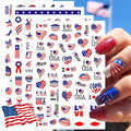 8 Sheets 4th of July Nail Stickers, Independence Day Patriotic Nail Decals, 3D Design Self-Adhesive Memorial Day USA Flag Star Nail Art