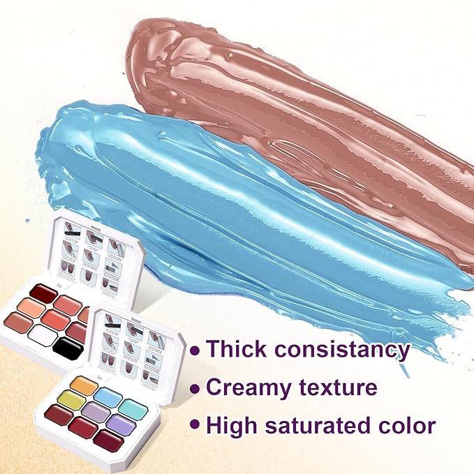 Gradient Painting Gel Set, 18 Bright Nude Almond Ombre Gel Nail Polish Pigment Pat Nails Long-lasting Silky Texture Highly Saturated French Manicure Soak of UV/Led Home Salon DIY Art E&F