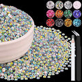 8000PCS 3mm Resin Rhinestones Bulk for Crafting (AB), Flatback Bedazzling Crystals for Crafts DIY Nail Decoration, Gems Charms for Tumbler Shoes Clothing Fabric with Pickup Pen and Tweezers