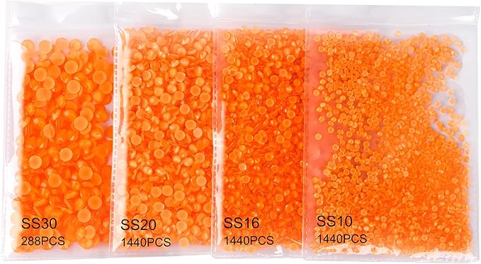 Blinginbox Flatback Rhinestones Round Gems, 288pcs Luminous Series Glass Stones Neon Gems Non Hotfix Crystal Rhinestones for Nail Charms Crafts Clothes Tumblers,New Orange Neon,SS30.