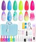 Beetles Gel Nail Polish Set with Mini LED Nail Lamp Purple Red Green Yellow Gel Polish with Base Top Coat Nail Art Brushes Salon DIY Gift Basket for Women