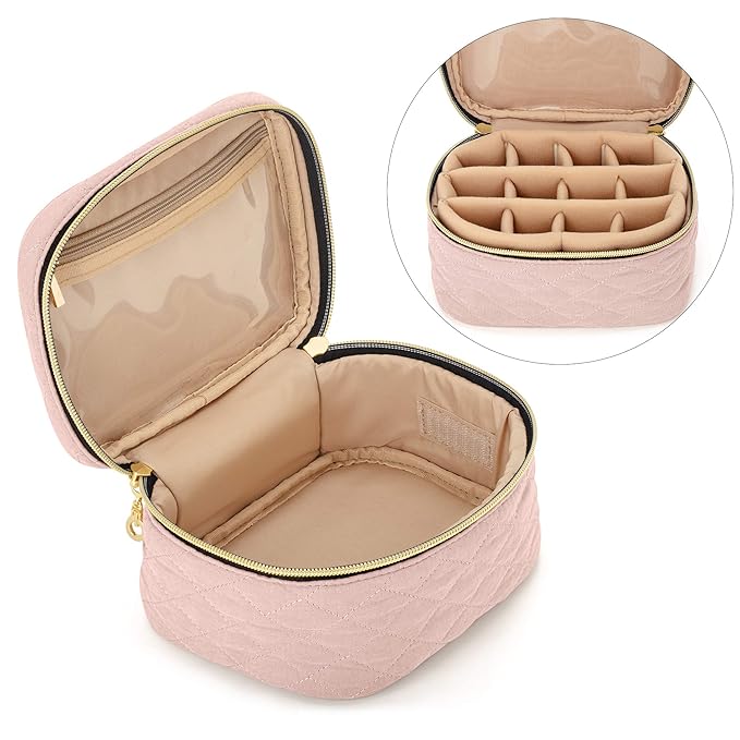 Yarwo Nail Polish Organizer Bag Holds 12 Bottles (15ml/0.5 fl.oz), Travel Carrying Case for Nail Polish and Manicure Kit, Dusty Rose (Bag Only, Patent Pending)