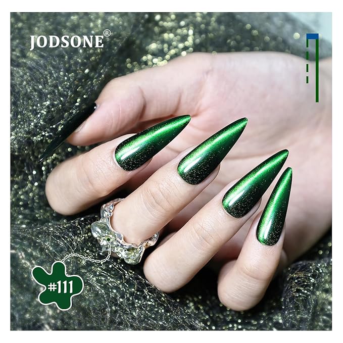 JODSONE Cat Eye Gel Nail Polish 10 Colors Blue Green Red with Base Coat Top Coat Magnet Stick Glazed Amber Cat Eye Gel for Home DIY