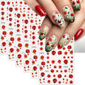 6Sheets Spring Nail Art Stickers Decals 3D Self Adhesive Ladybug Nails Decals Red Flower Nail Stickers Summer Insect Animal Floral Nails Design Sticker Cute Manicure Supplies for Women Girl DIY Charms