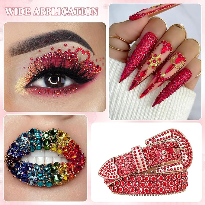 2000PCS SS20/5mm Crystal Rhinestones (Red/Siam), Bedazzling Flatback Glass Rhinestones for Crafting, Gems Diomand Charms for Tumbler Shoes Clothing Mugs Nail Art