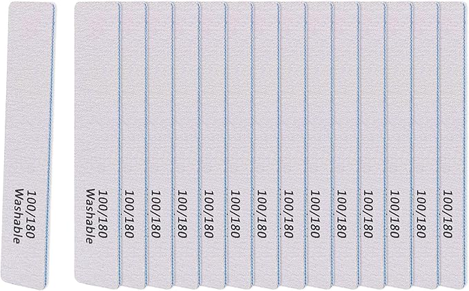 15PCS Professional Reusable Double-Sided 100/180 Grit Blue Nail File