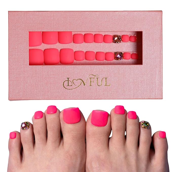 LOVFUL Handmade Acrylic Press on Toenails Mariposa | Salon Quality 20 PCS Free Size Toe Nails | Reusable Fake Nails for Toe | T47