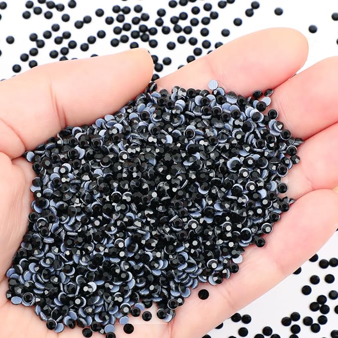 NCB 14400pcs Hotfix Crystal Rhinestones for Clothes Crafts, Hot Fix Bulk Flatback Crystals, Iron on Hotfix for DIY Decoration 100 Gross (Black, ss10/14400pcs)