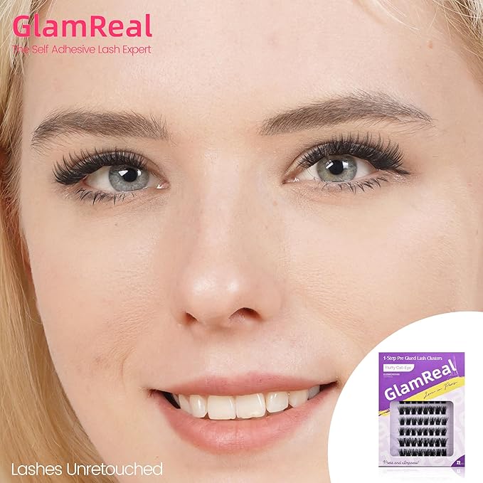 Press-On No Glue Needed Lash Clusters 72Pcs丨Self Adhesive Eyelashes 10-16mm丨Classic Cateye Look丨Reusable & No Residue丨Beginner Friendly Extension Kit by GlamReal