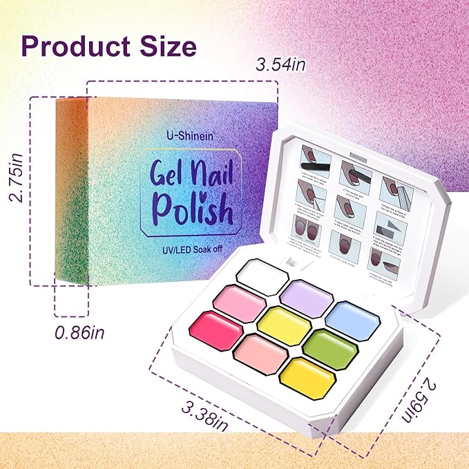 Gradient Painting Gel Set, 4*Plates Ombre Gel Nail Polish Pigment Pat Nails,Long-lasting Silky Texture Highly Saturated French Manicure Soak of UV/Led Home Salon DIY Nail Art JOMK