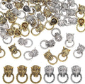 60Pcs 2 Colors Leopard Head Alloy Cabochons Feline Animal Theme Nail Art Charms Pull Ring Design Manicure Jewels Retro Wild Style Nail Art Decorations for Nail Art Supplies
