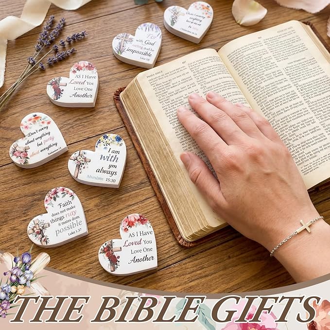 50 Pcs Christian Gifts Bulk for Women Religious Scripture Mini Heart Nail Files Emery Board Double-Sided Nails Boards Bible Verse Group Church Religious Party Favors for Employee Coworker Supplies
