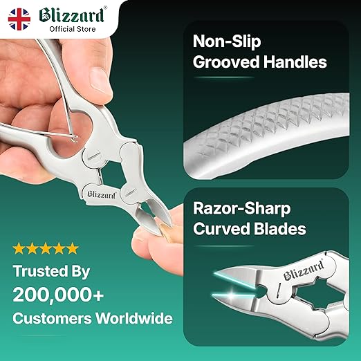 Toenail Clippers by Blizzard – Medical Grade Double Action Toe Nail Nipper Cutter for Thick Nails Seniors – 6 inch German Tool Double Spring
