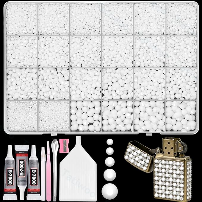 20000Pcs White Flatback Jelly Resin Rhinestones for Bedazzling, Mix Sizes Crystal Rhinestones Gems, White Flatback Rhinestone Gems Bedazzling for Crafts DIY Face Makeup Tumblers