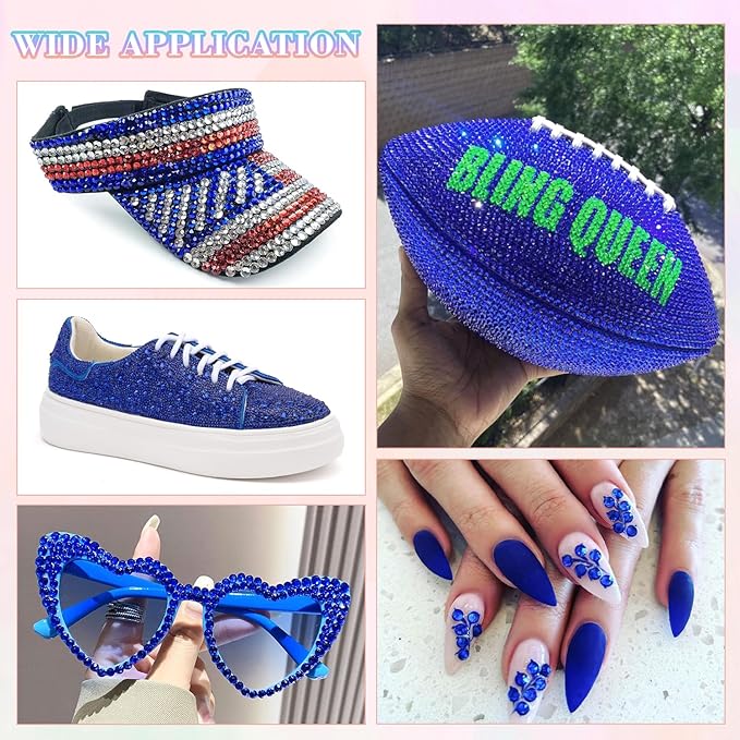 30000Pcs Resin Rhinestones for Bedazzling with B7000 Jewelry Glue, Royal Blue Flatback Gems Rhinestones for Crafting, Clothing Tumblers Mugs Shoes Fabric Decor Nail Art