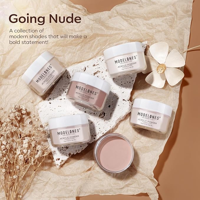 Modelones Nude Acrylic Powder 6 Colors Acrylic Nail Powder Kit Chocolate Brown Latte Soft Tones Cover Powder for Nail Art Extension No Nail Lamp Needed