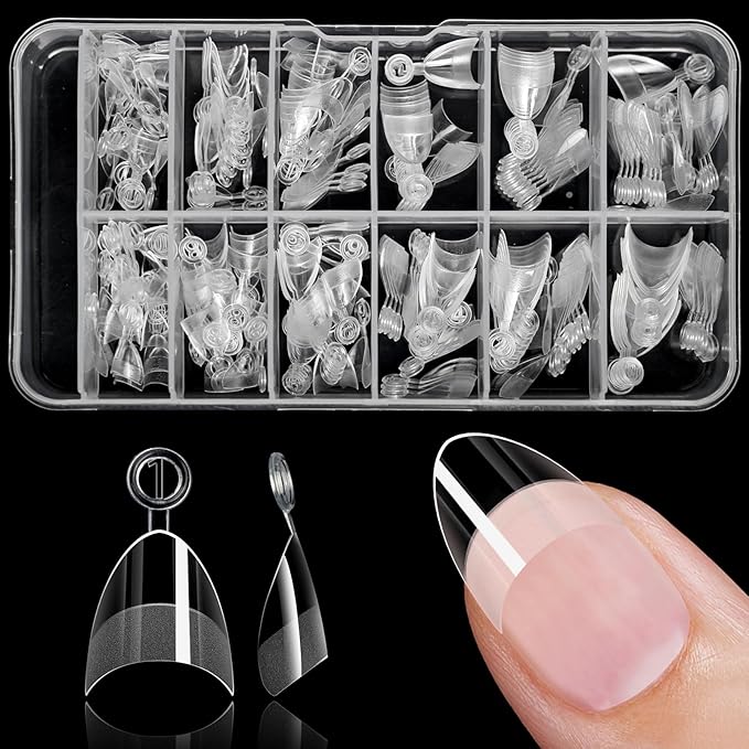 240pc Almond Gel Nail Tips Short Fake Nails for Press on Nails Clear Acrylic Nails Tips, 12 Sizes Half Cover Nail tips Almond Soft Gel Nail Tips False Nails Extension Artificial Fingernail