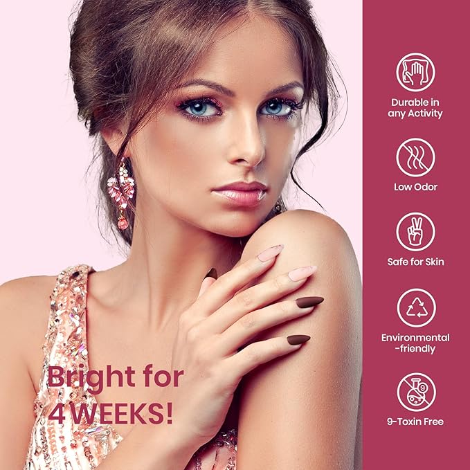Beetles Gel Nail Polish Set Plum Burgundy Red Brown Glitter 6Pcs Gel Polish Kit Soak Off UV LED Nail Lamp Art Manicure Salon DIY Home Gifts for Women Silent Flower